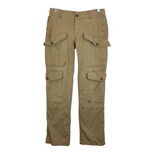 Ralph Lauren VTG Cargo Khaki Pants Sz 2 Low Rise Reconstructed Pocket Button Hem
